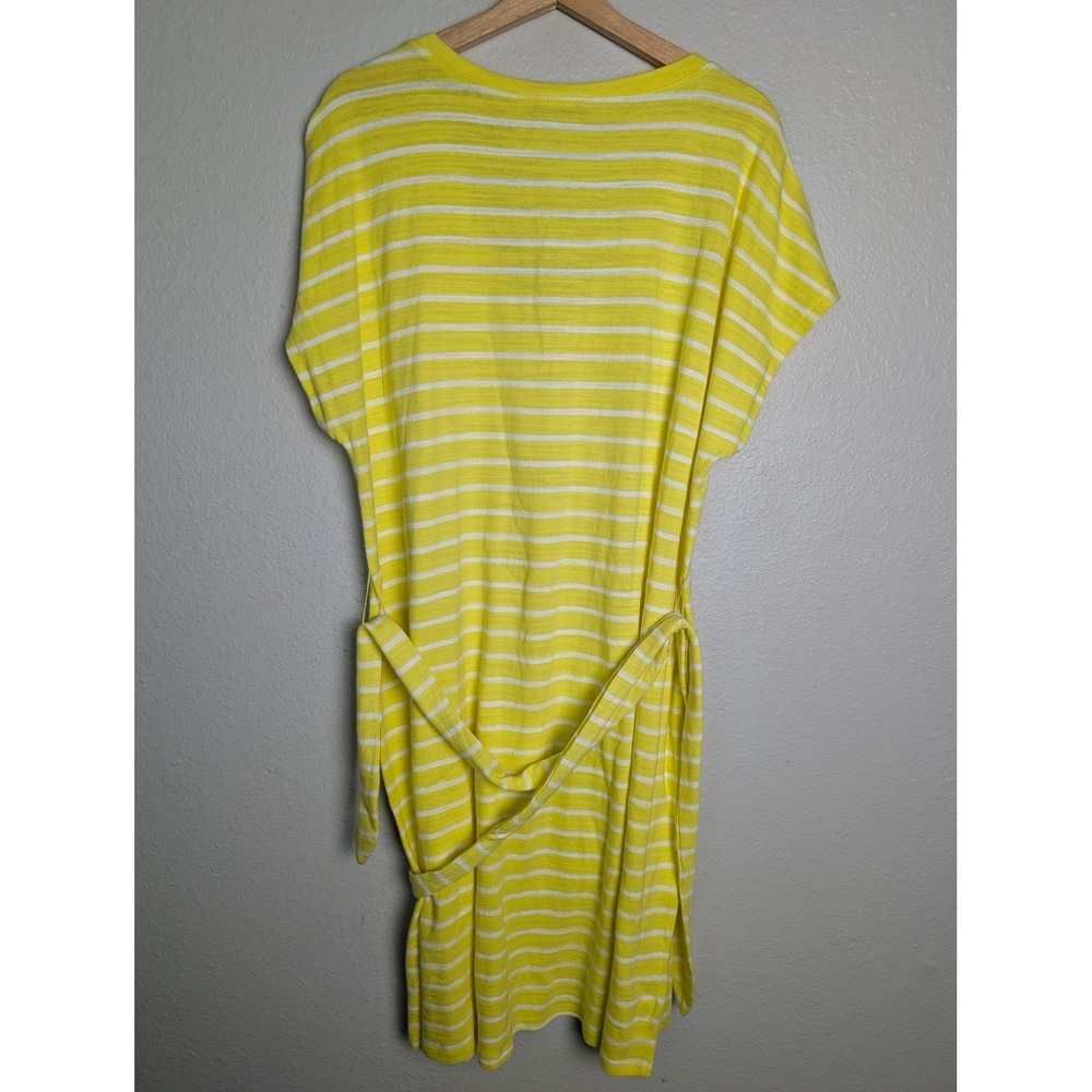 Lane Bryant Dress Womens 2X Yellow Stripe Jersey T Shirt V Neck‎ Belted Pockets - Picture 2 of 8